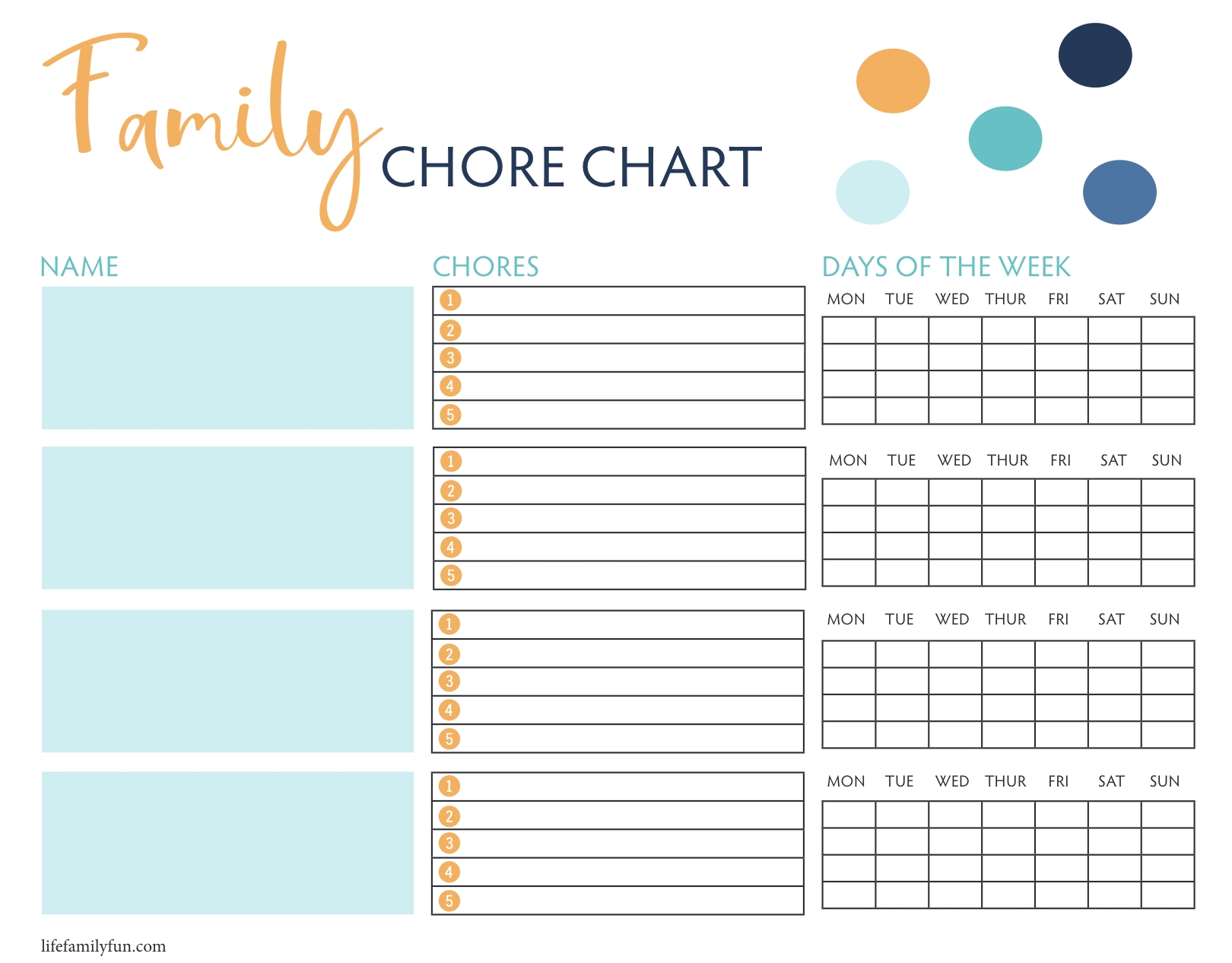 Family Chore Chart Free Printable Chore Chart Templates Chore 