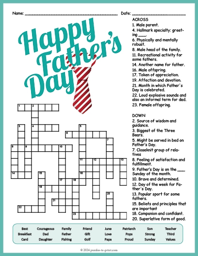 Father 39 s Day Crossword