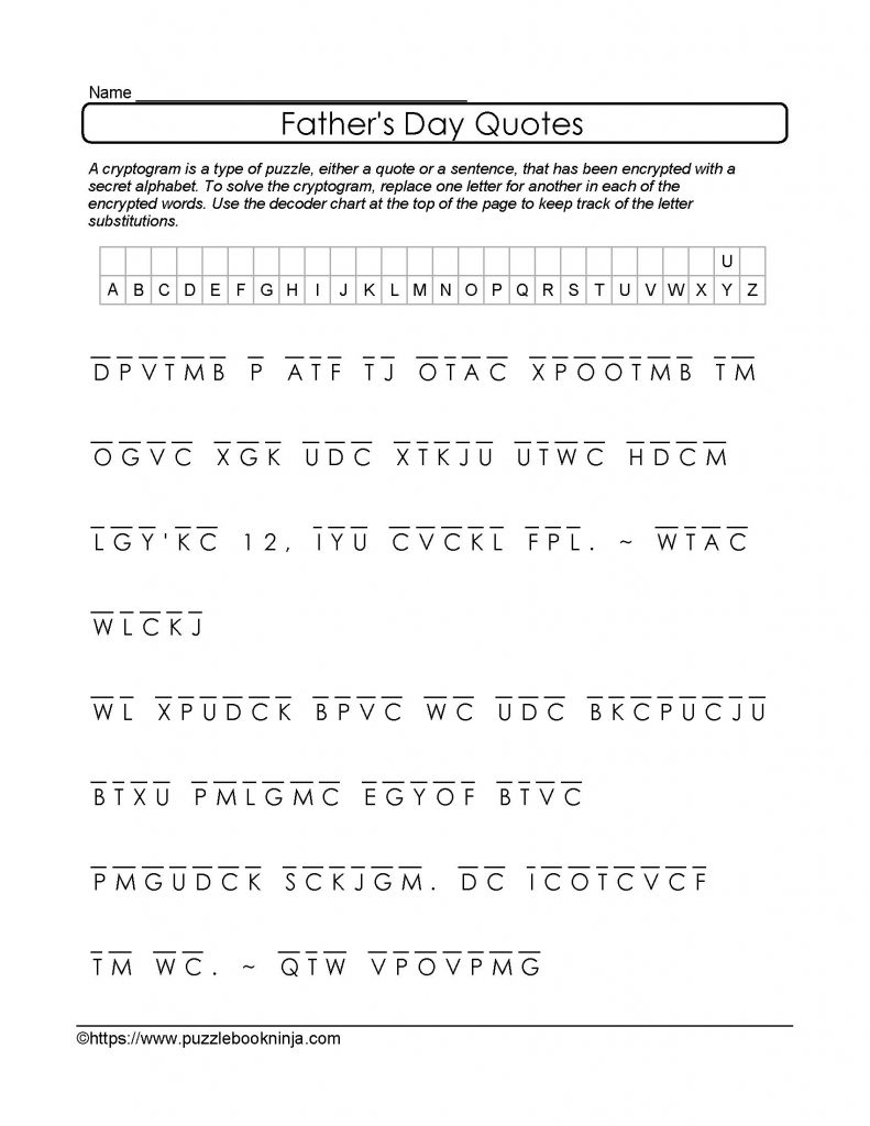 Free And Printable Father 39 s Day Cryptogram Quotes About Dad Free 