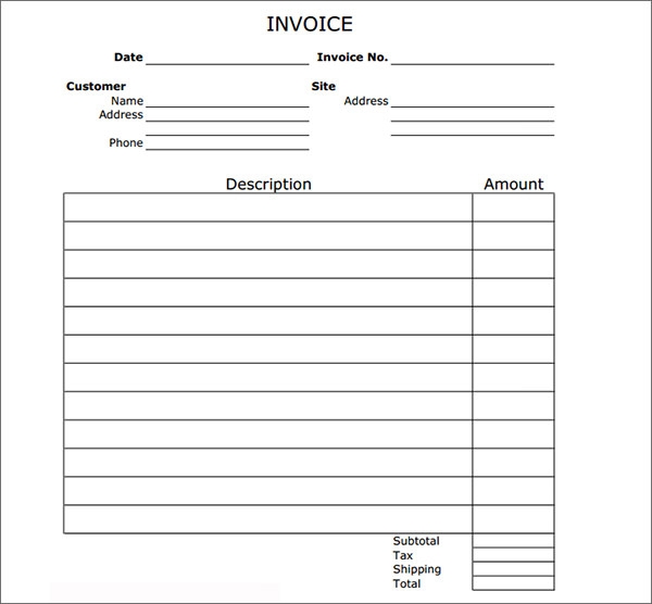 Free Blank Invoice Template Printable Printable Templates