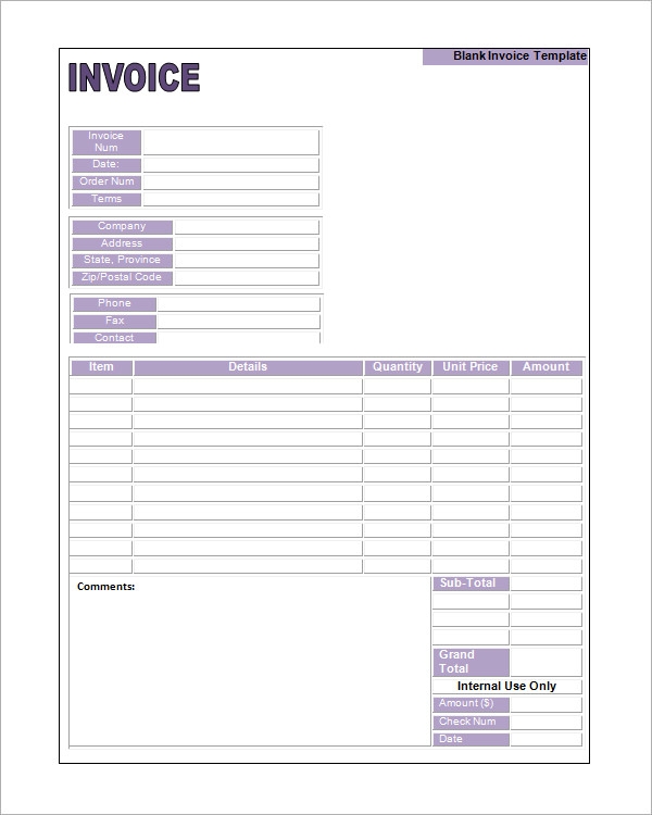 Free Blank Invoice Template Printable Printable Templates