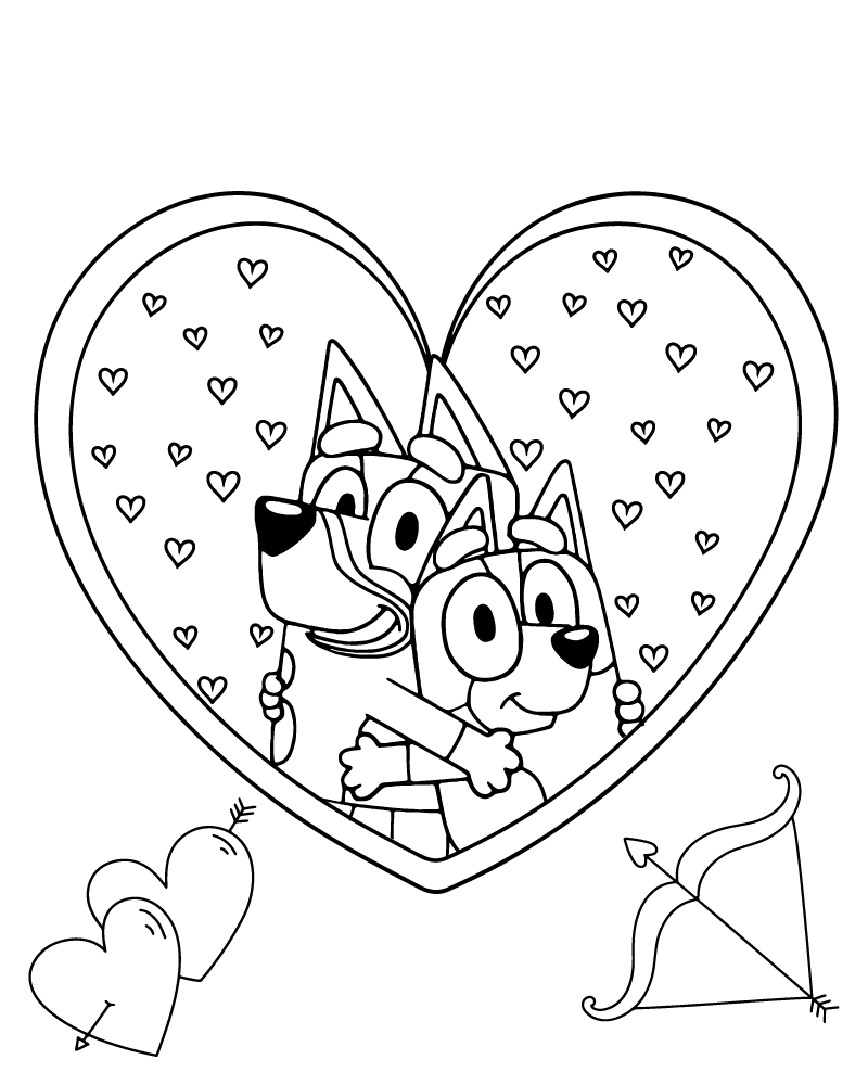 Free Bluey Valentine 39 s Day Coloring Page