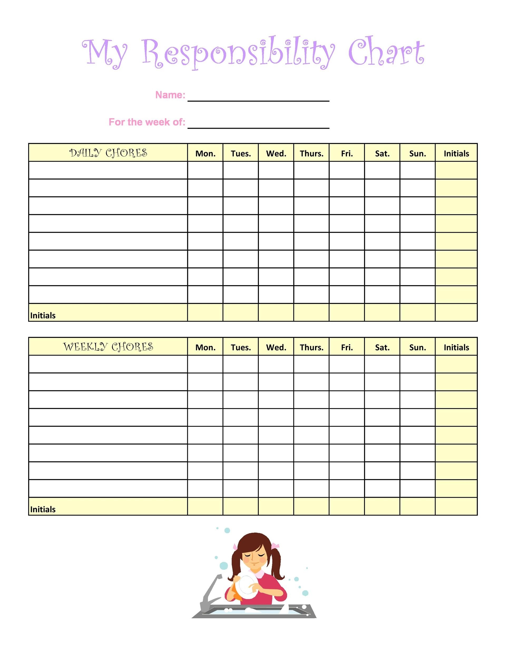 Free Chore Chart Template Printable Printable Templates