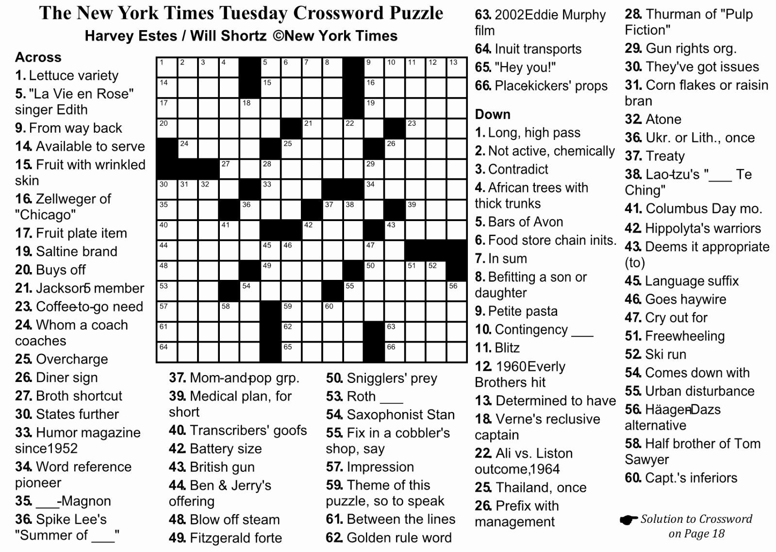 Free Daily Printable Crossword Puzzles Easy Loveandrespect Free 
