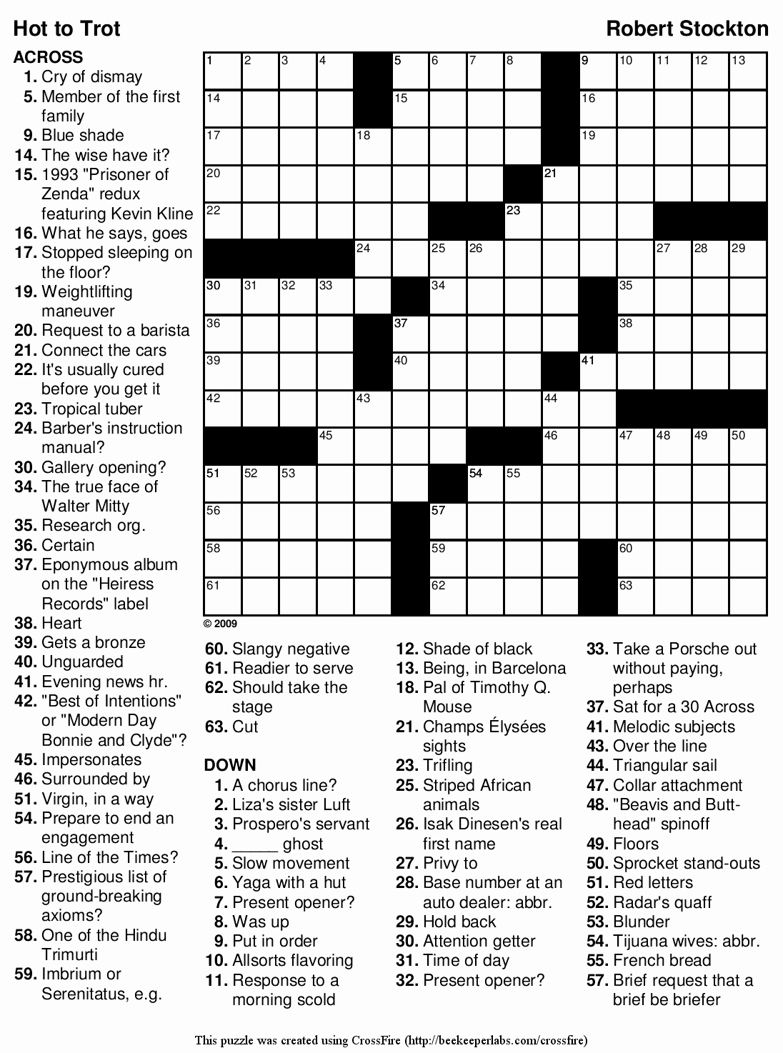 Free Daily Printable Crosswords