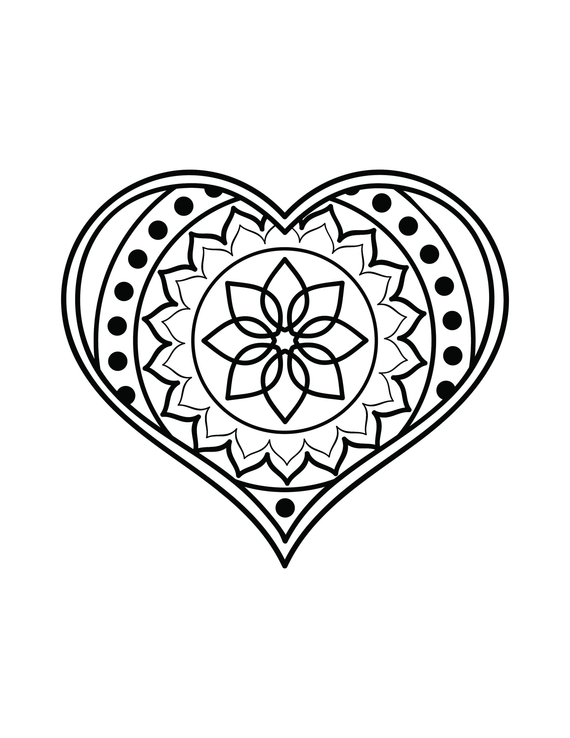Free Heart Shaped Mandala Coloring Page Download In PDF Illustrator 