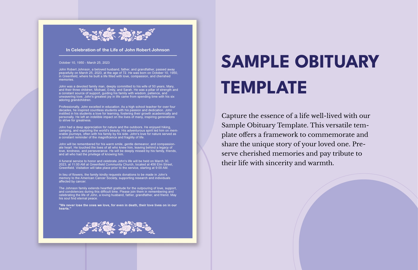 Free Obituary Templates Editable And Printable