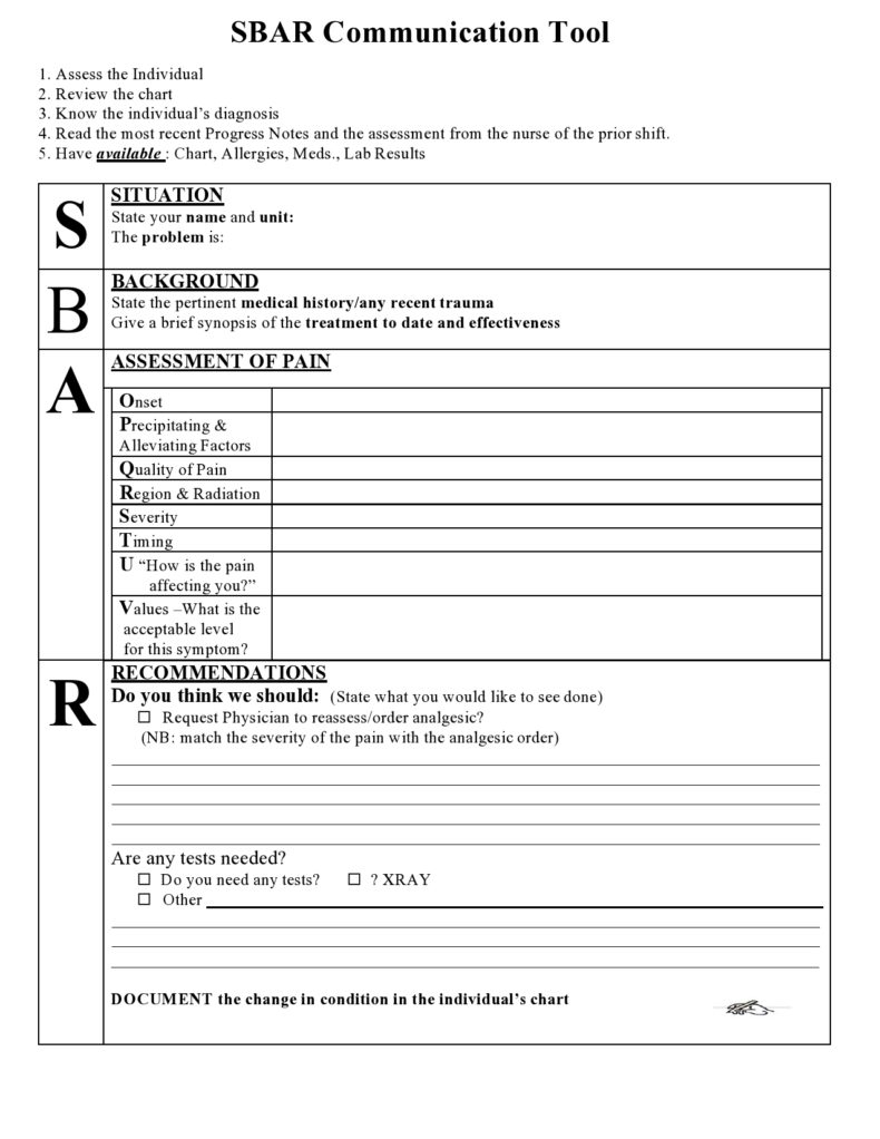 Free Printable Blank Sbar Template Printable Templates