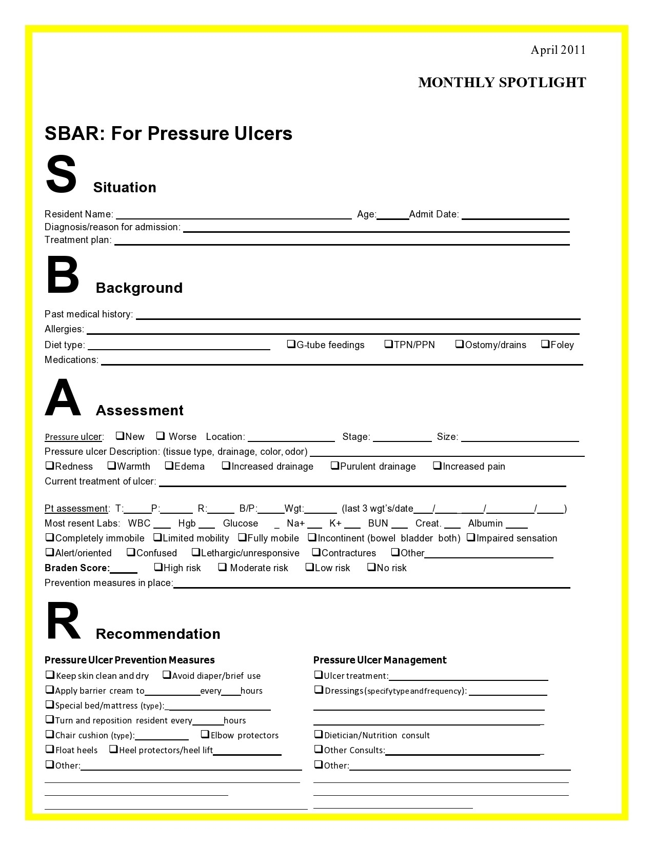 Free Printable Blank Sbar Template Printable Templates