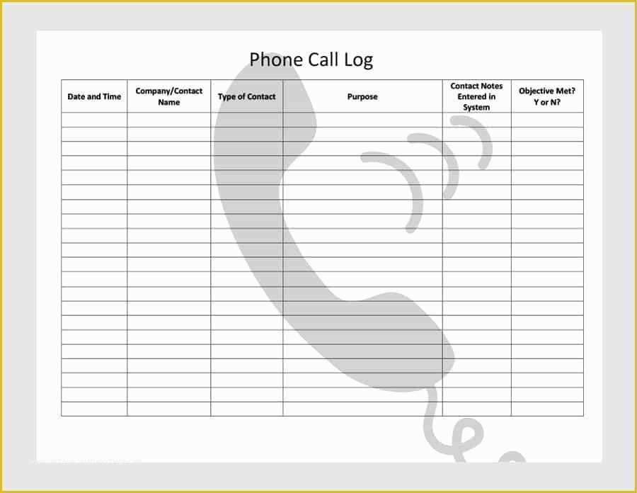 Free Printable Call Log Template Of 40 Printable Call Log Templates In