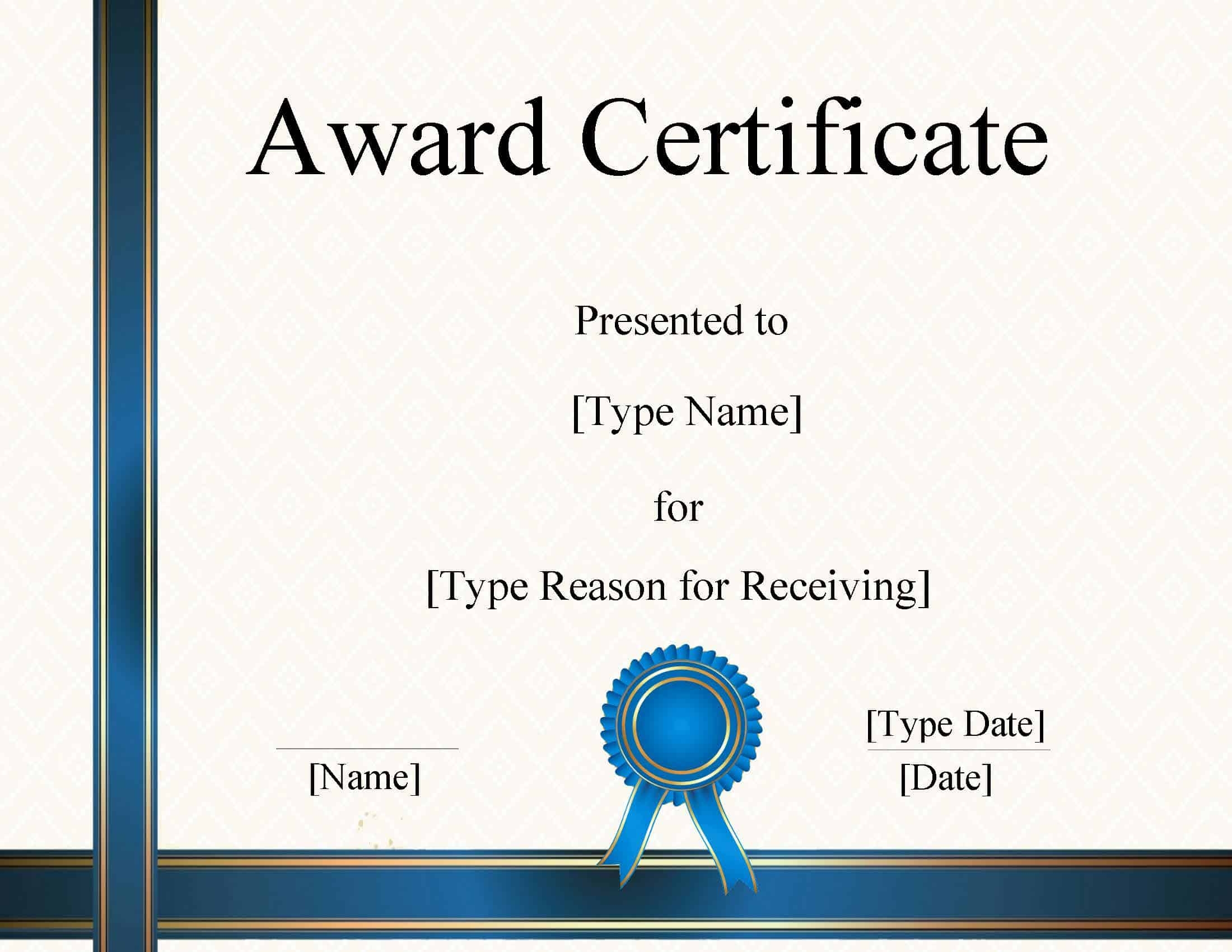 Free Printable Certificate Template For Word Printable Templates