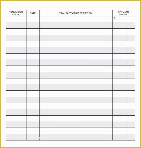 Free Printable Check Register Templates Of Check Register 9 Download 