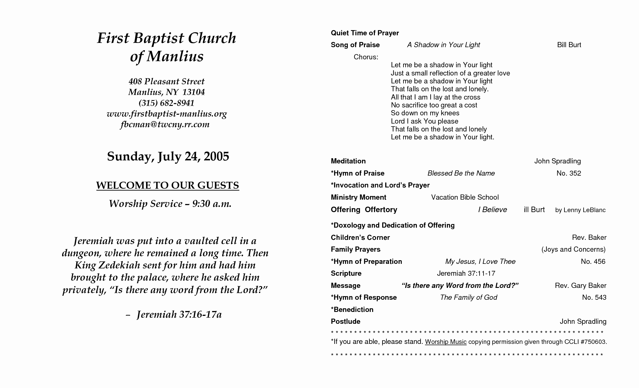 Free Printable Church Bulletin Templates