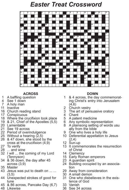 Free Printable Crossword Puzzles Adult Easter James Crossword Puzzles