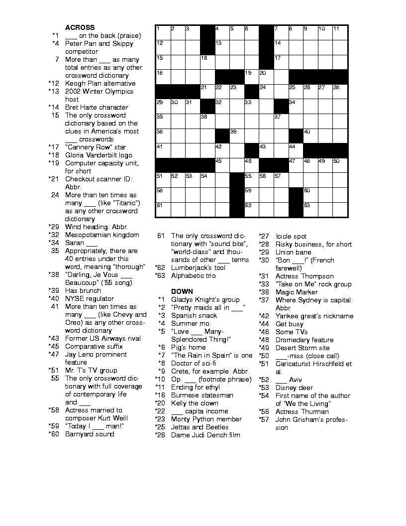 Free Printable Crossword Puzzles For Adults Puzzles Word Searches 