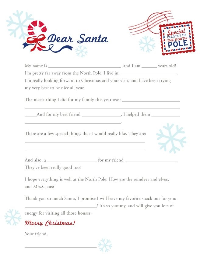 Free Printable Fill In Blank Letter From Santa Template Best 