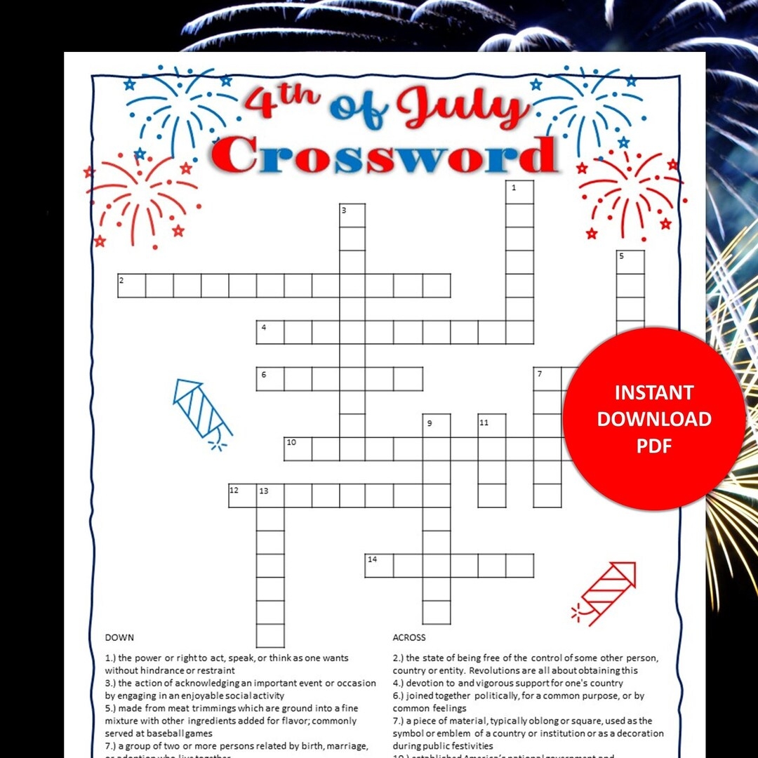 Free Printable Fourth Of July Crossword Puzzles Download Free 