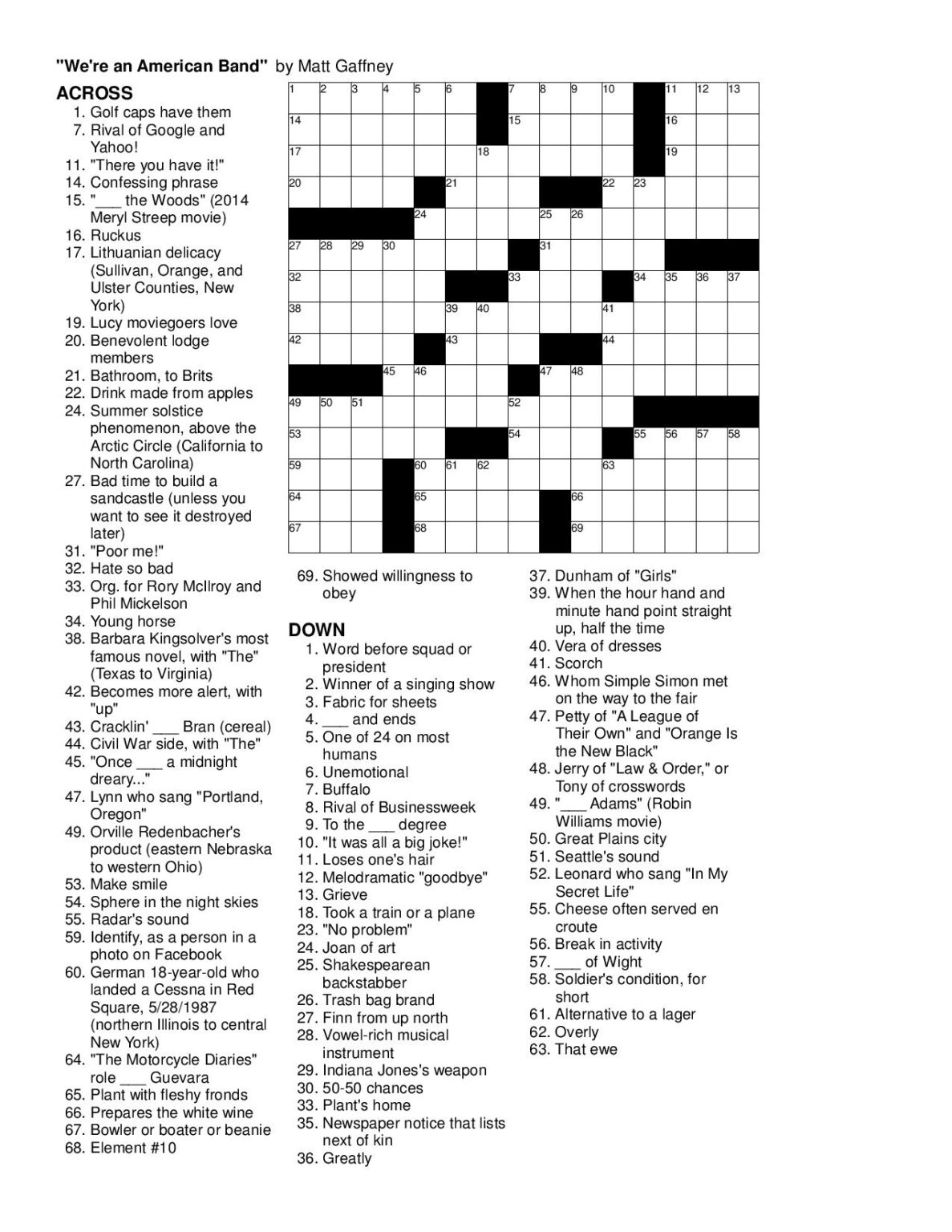 Free Printable Frank Longo Sunday Crossword Puzzles Printable James