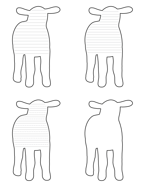 Free Printable Lamb Front View Shaped Writing Templates