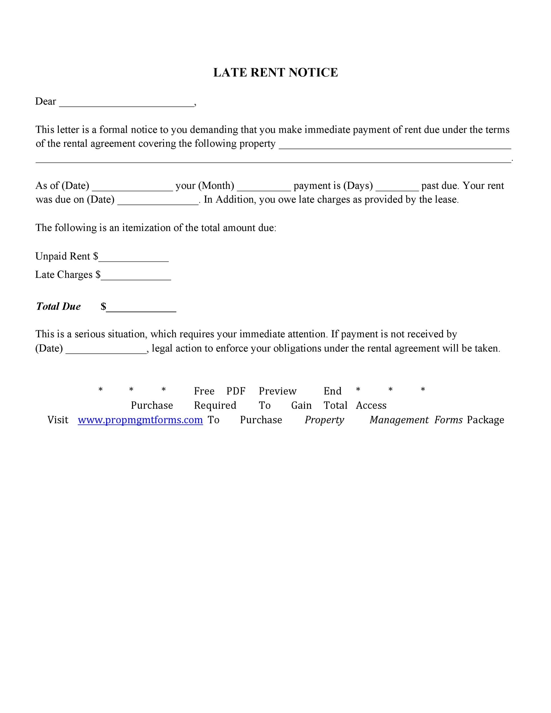 Free Printable Late Rent Notice Template Printable Form Templates 