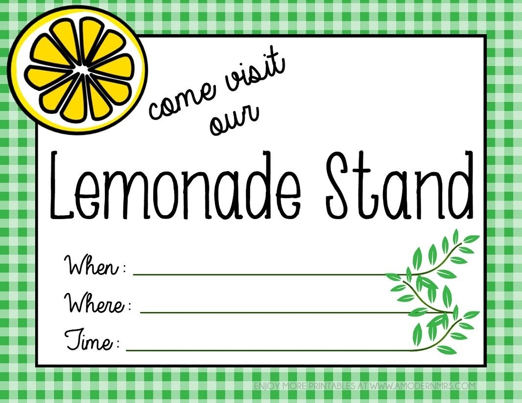 Free Printable Lemonade Stand Sign Template Printables Template Free
