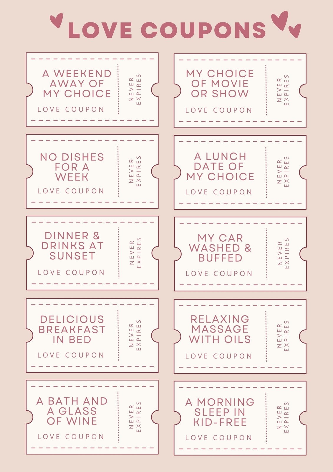 Free Printable Love Coupon Templates Canva 43 OFF Rbk bm