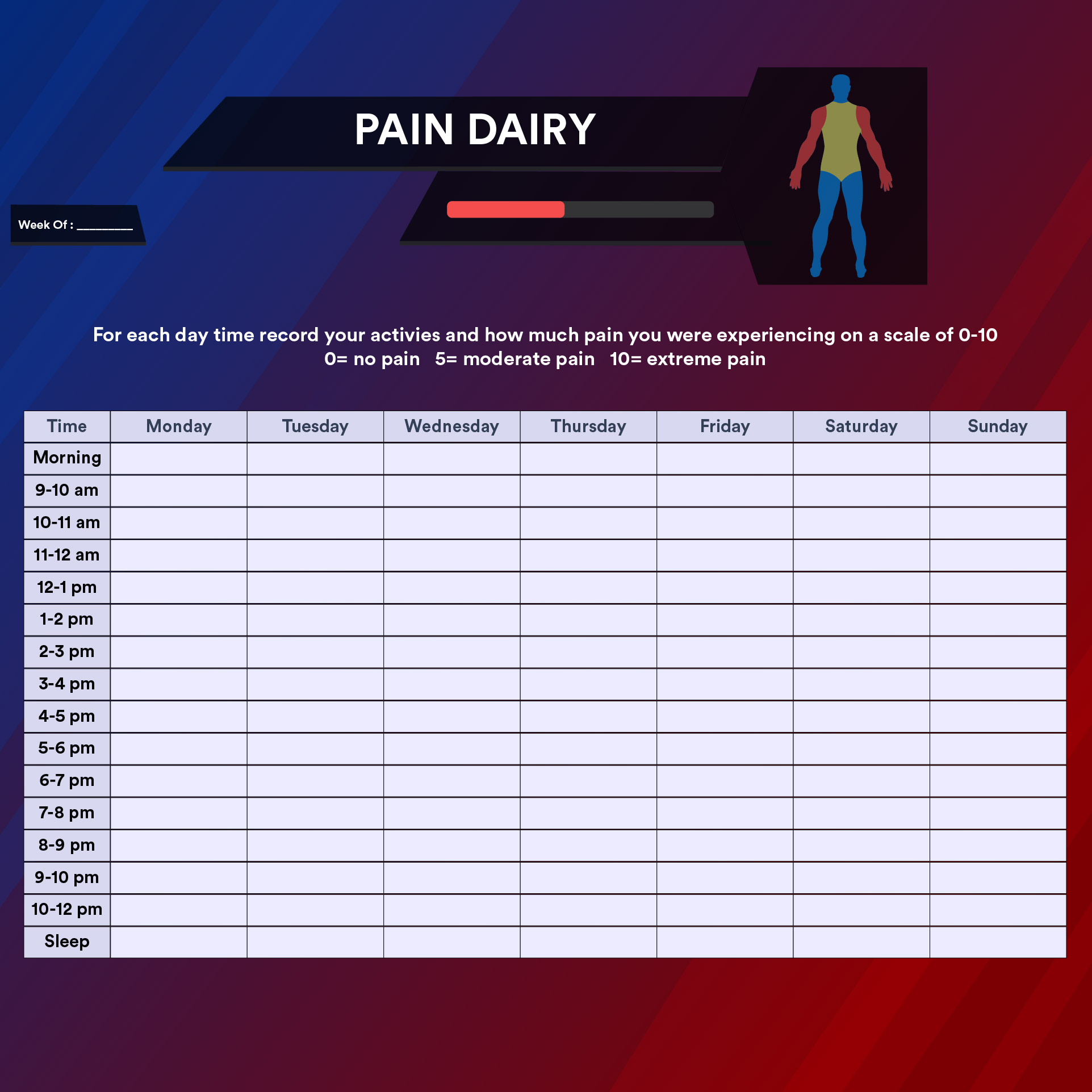 Free Printable Pain Diary Template Printable Templates