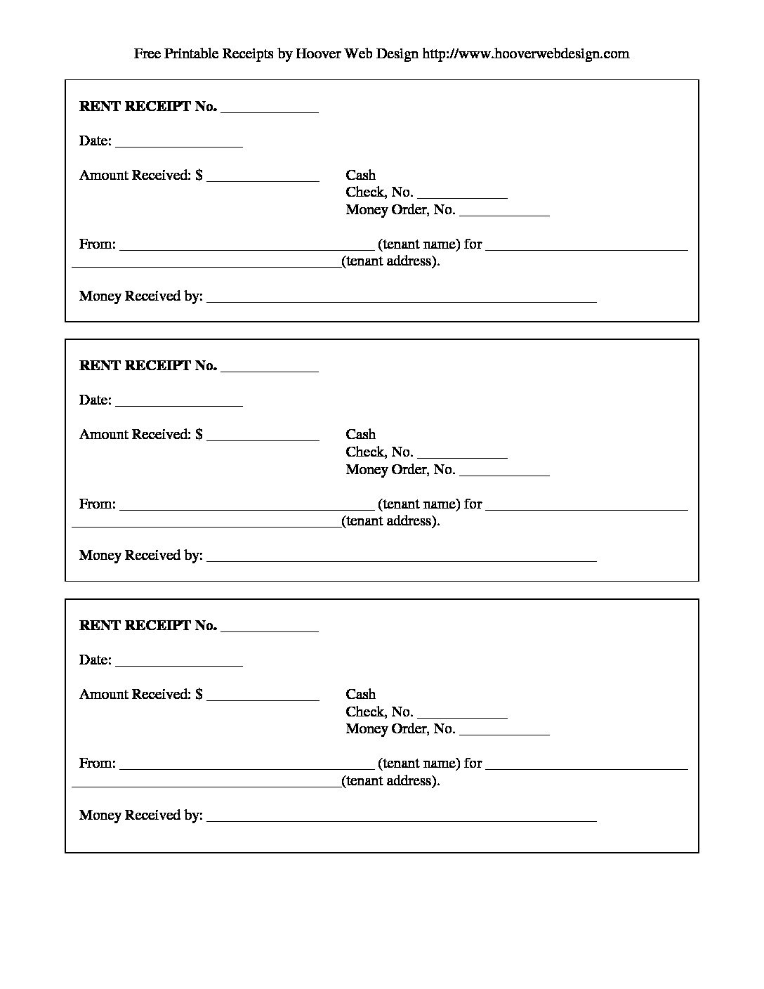 Free Printable Rent Receipt Template Printable Templates