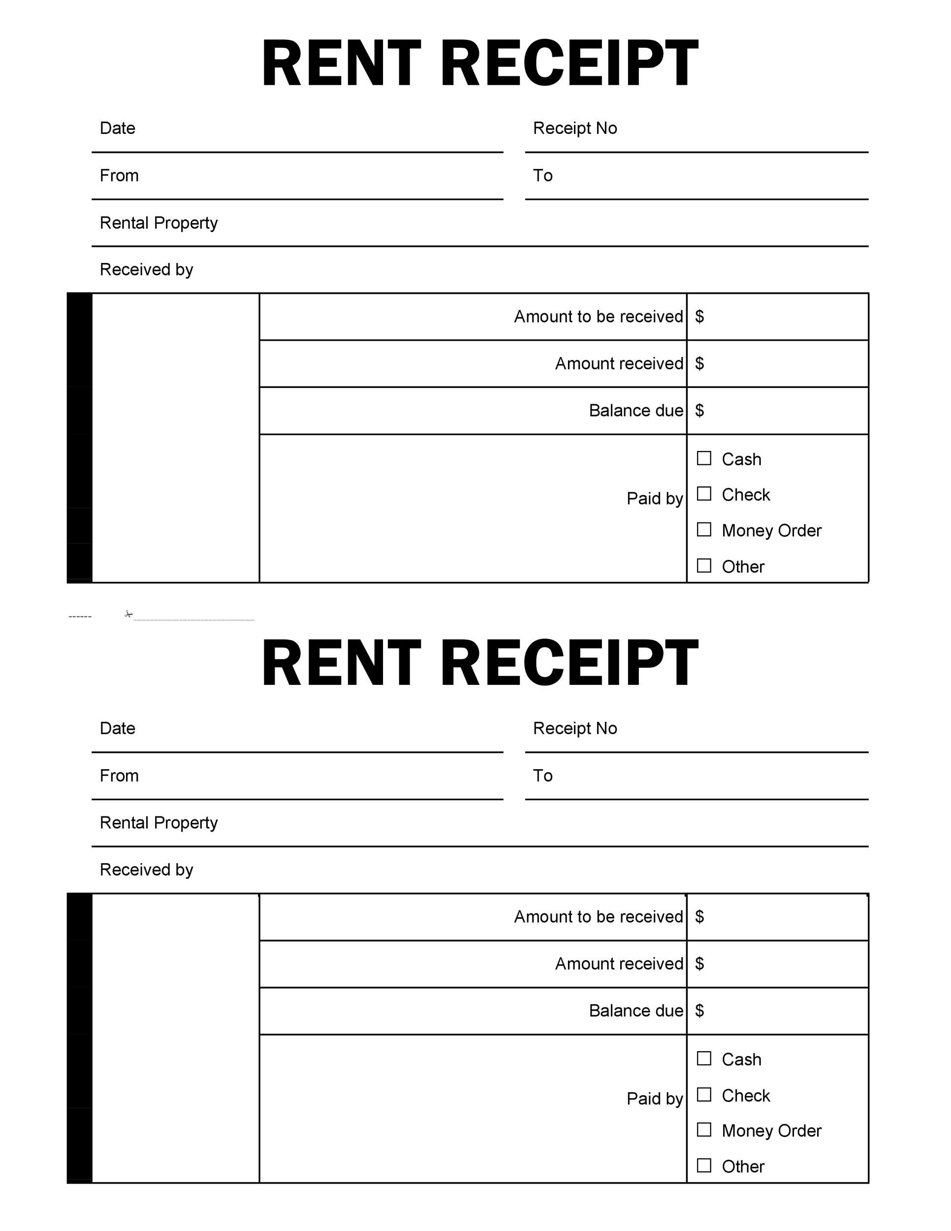 Free Printable Rental Receipt Template Printable Templates