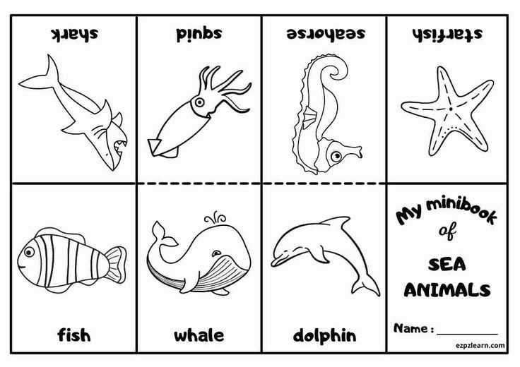 Free Printable Sea Animals Mini Coloring Book For Kids
