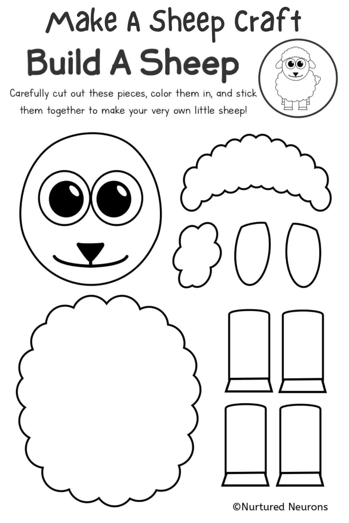 Free Printable Sheep Craft Template Sheep Crafts Animal 44 OFF