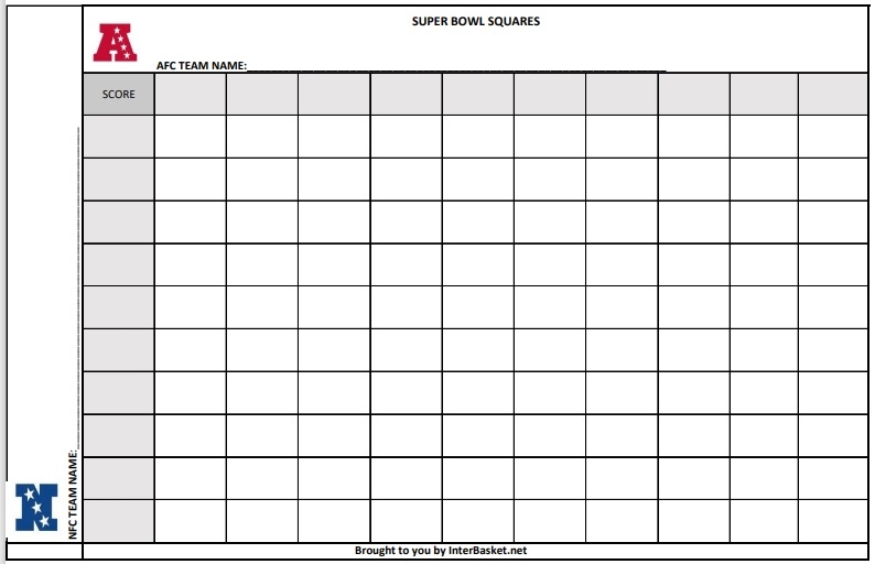 Free Printable Super Bowl Square Template Free Printables Hub