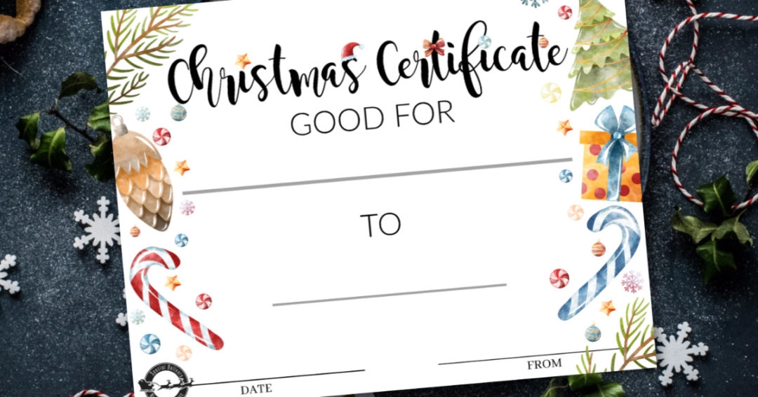 Free Printable Watercolor Christmas Gift Certificate Template 