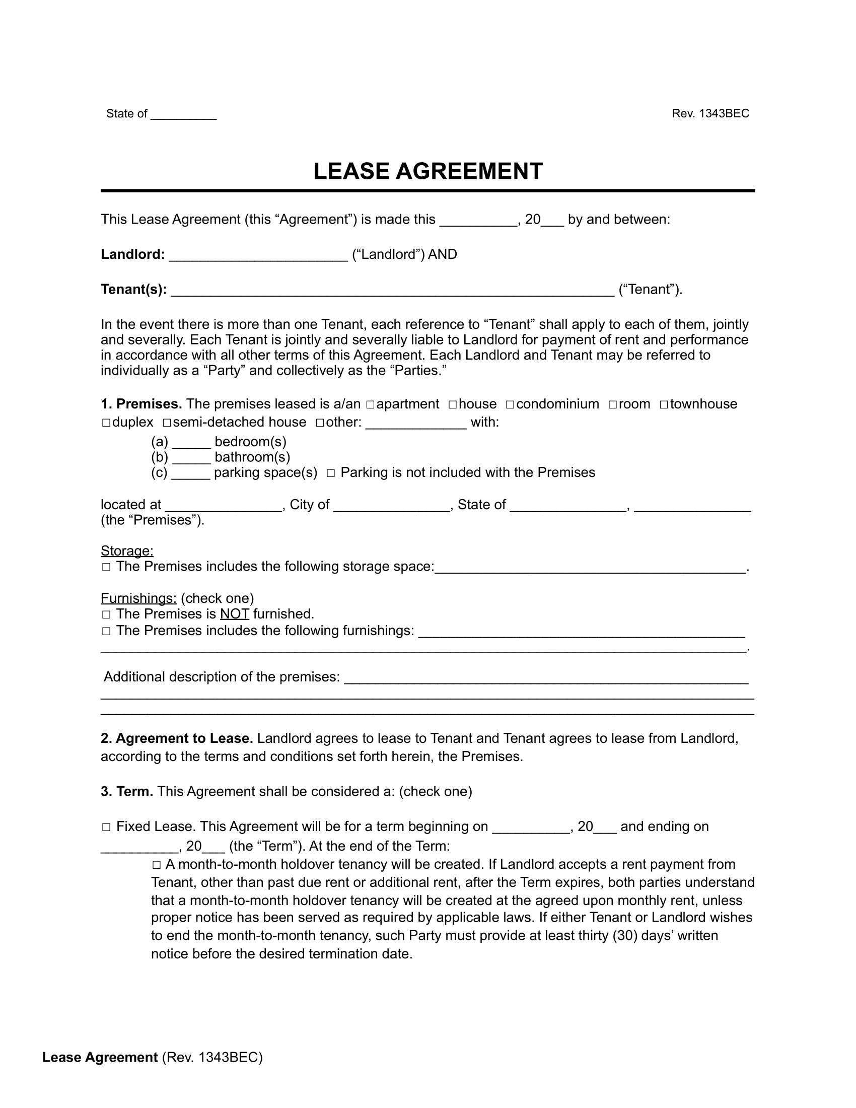 Free Rental Lease Agreement Templates PDF Word Worksheets Library