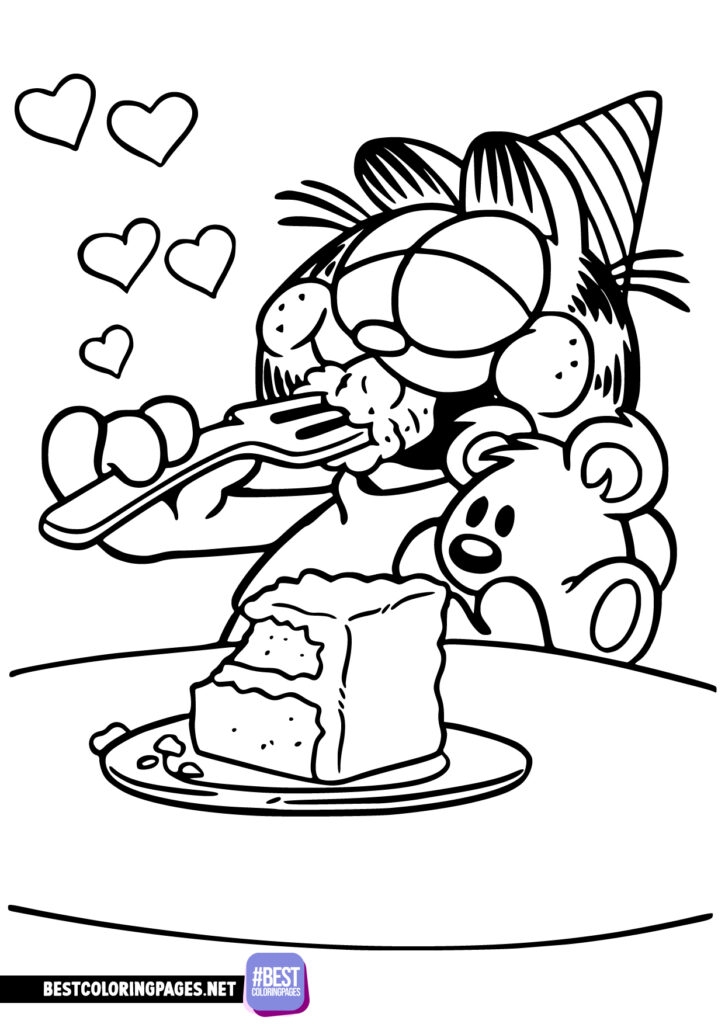 Garfield Birthday Coloring Page Free Printable Coloring Pages