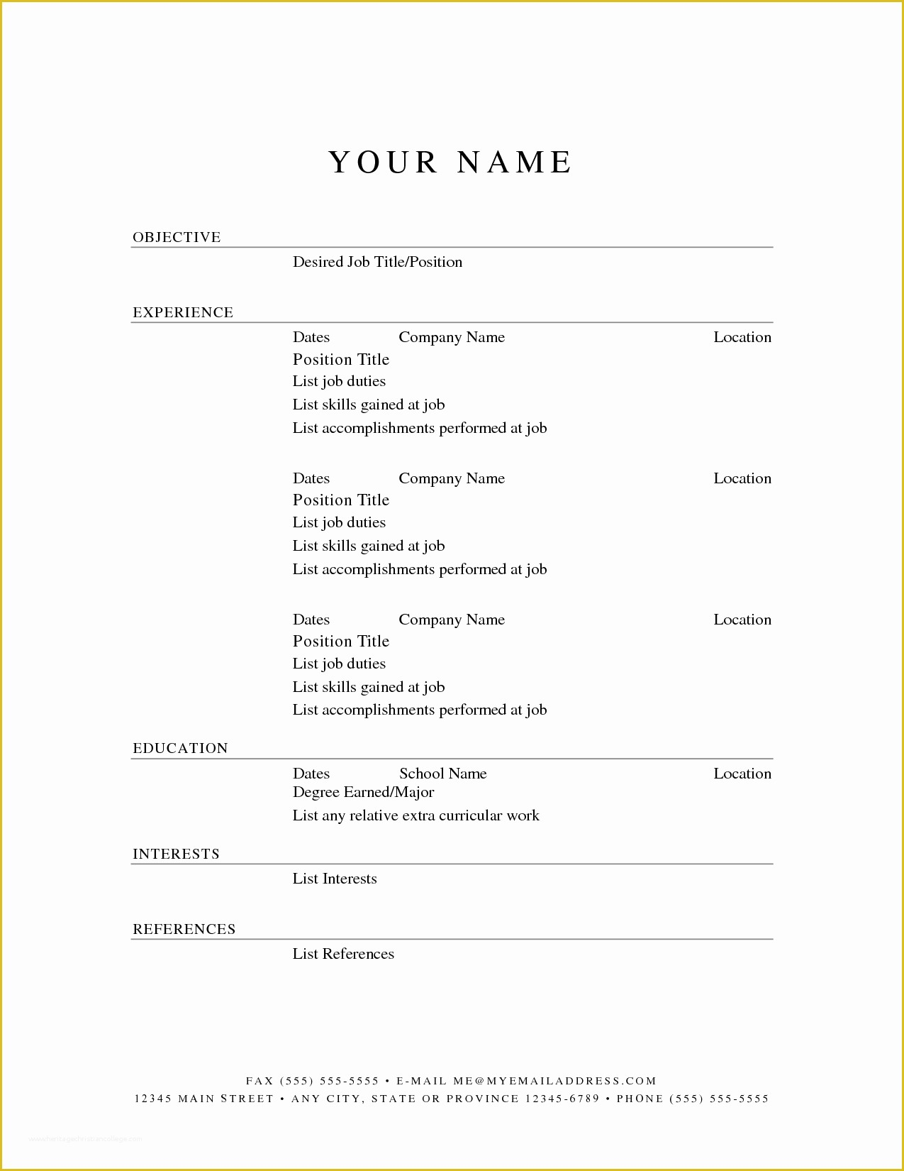 General Resume Template Free Of Printable Resume Templates 