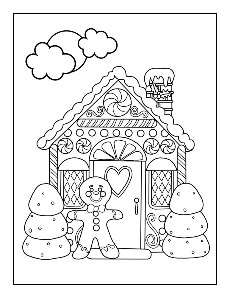 Gingerbread House Coloring Book Glitter Gingerbread House Coloring Page 