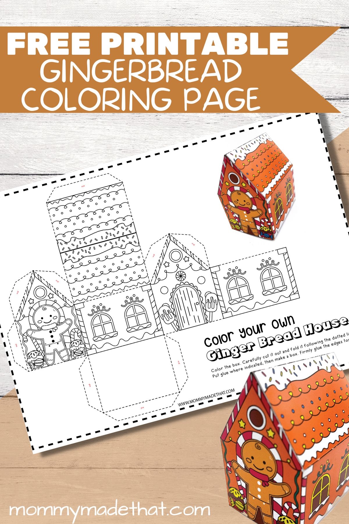 Gingerbread House Coloring Page Build Your Own 3D House 