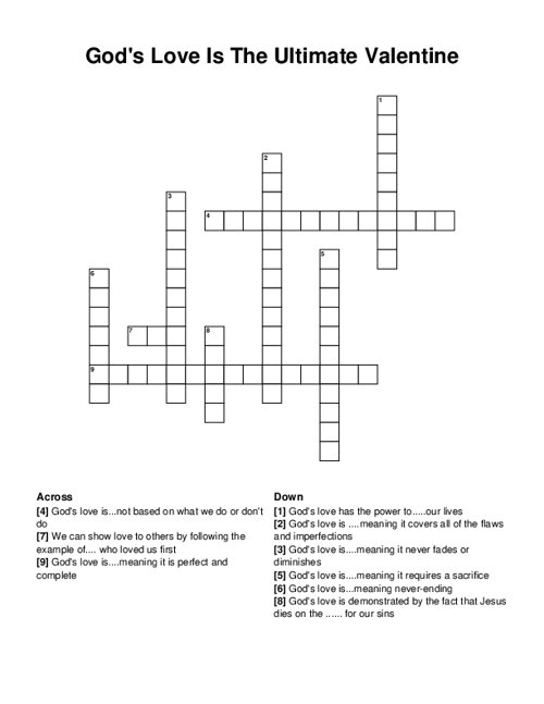 God 39 s Love Is The Ultimate Valentine Crossword Puzzle