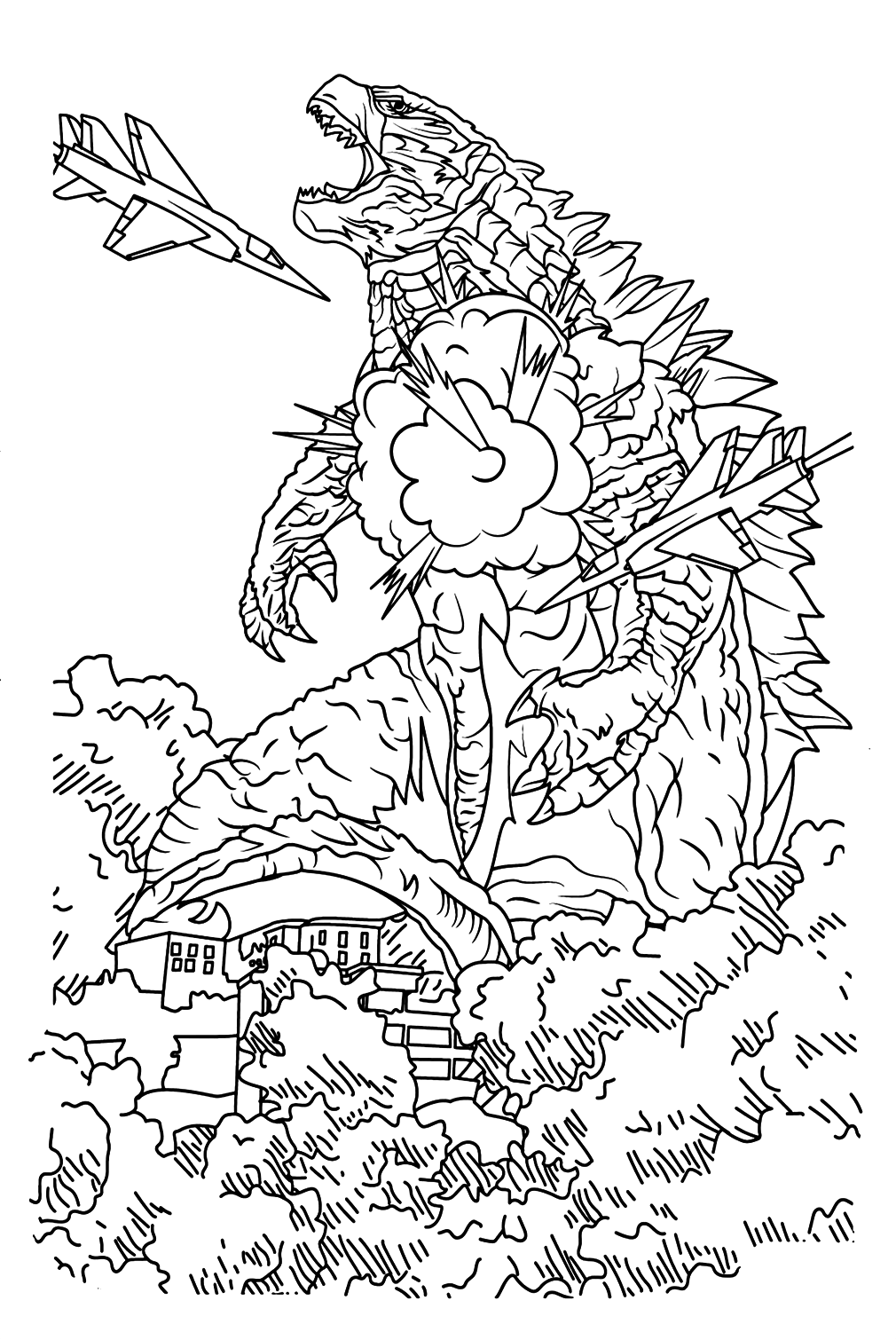 Godzilla Pictures To Color Free Printable Coloring Pages