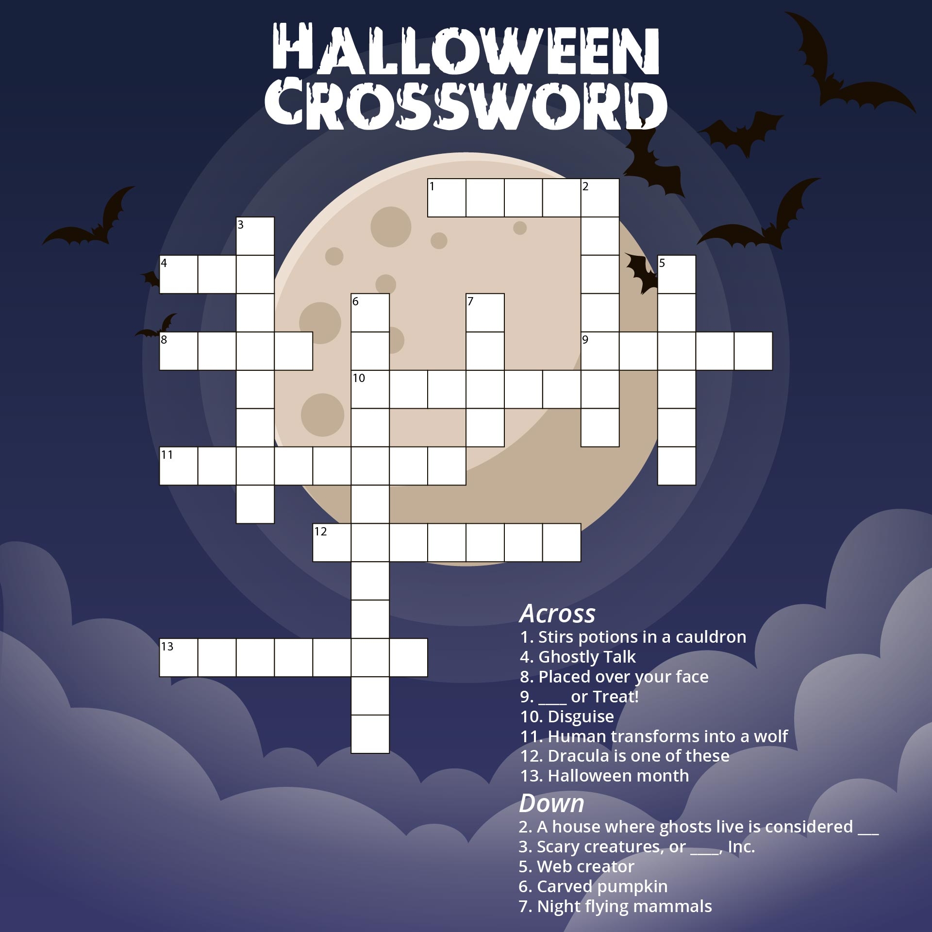 Halloween Crossword Puzzle 15 Free PDF Printables Printablee