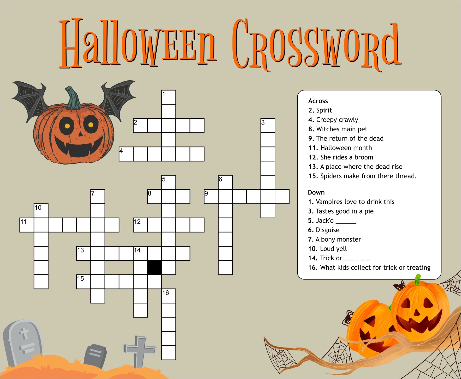 Halloween Easy Crossword Puzzles 15 Free PDF Printables Printablee