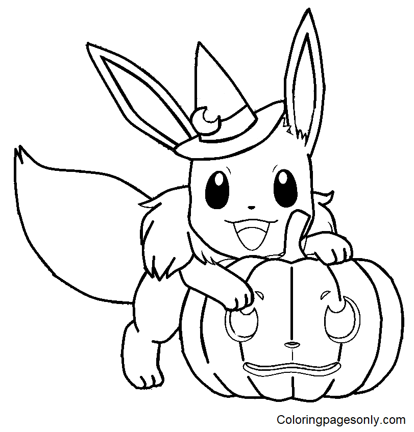 Halloween Pokemon Eevee Coloring Page Free Printable Coloring Pages