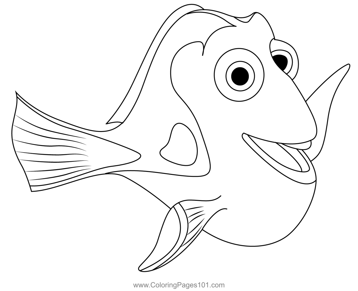 Happy Dory Coloring Page For Kids Free Finding Nemo Printable 