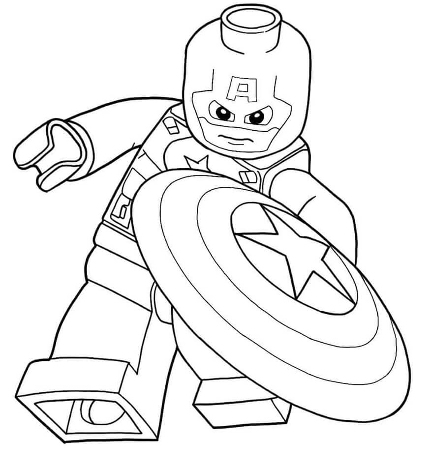 Happy Lego Captain America Coloring Page Free Printable Coloring 