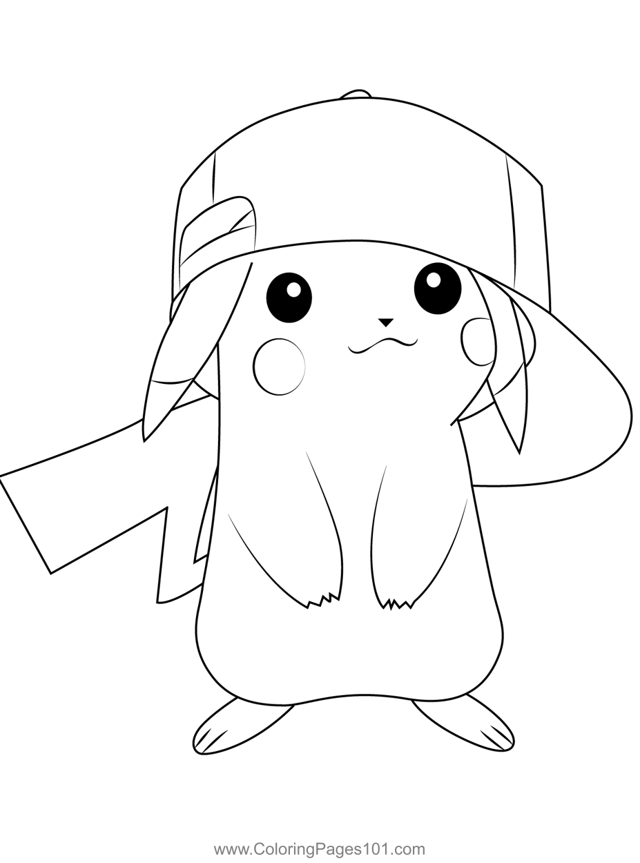 Hat With Pikachu Coloring Page For Kids Free Pikachu Printable 