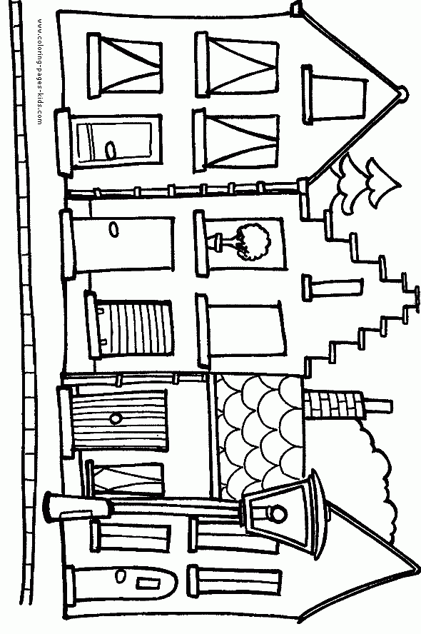 Houses And Homes Color Page Coloring Pages For Kids Family People 