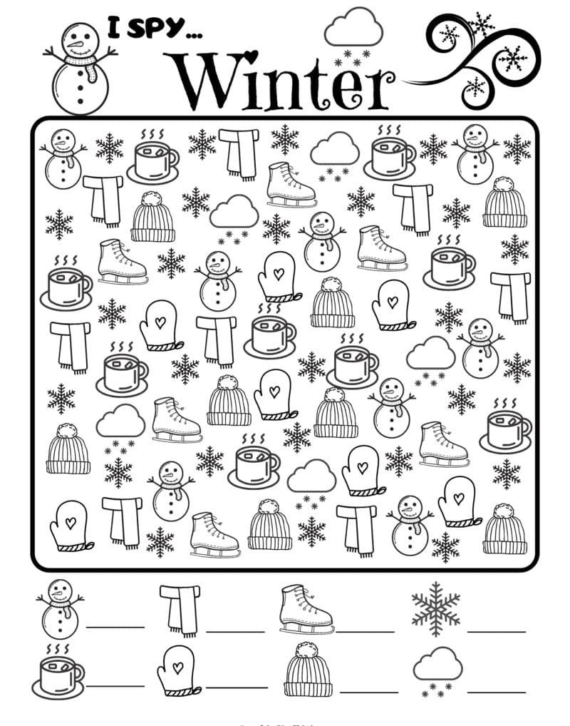 I Spy Winter Coloring Page Free Printable Coloring Pages For Kids