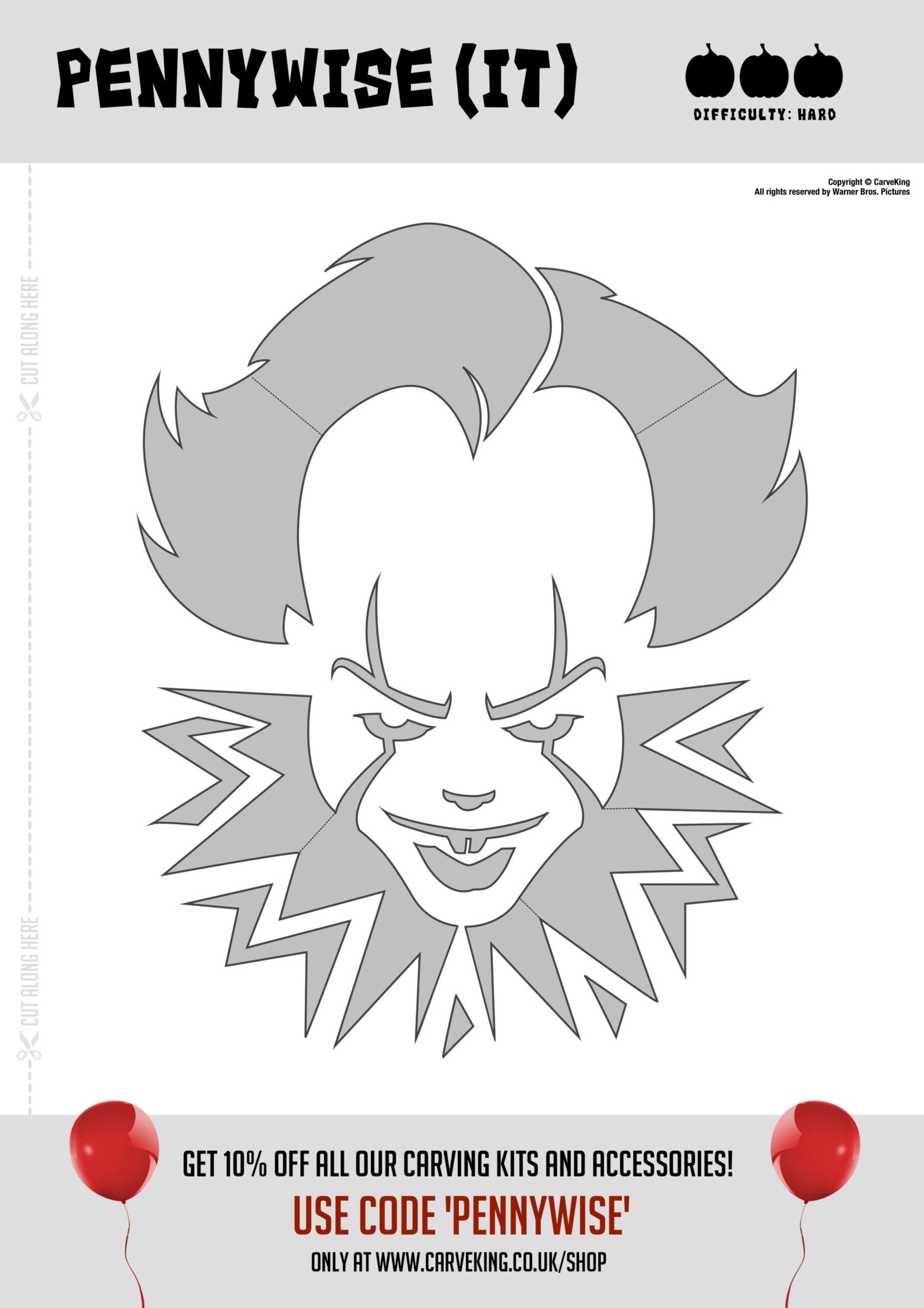 IT Pennywise Free Pumpkin Stencil Pumpkin Pattern Pumpkin 
