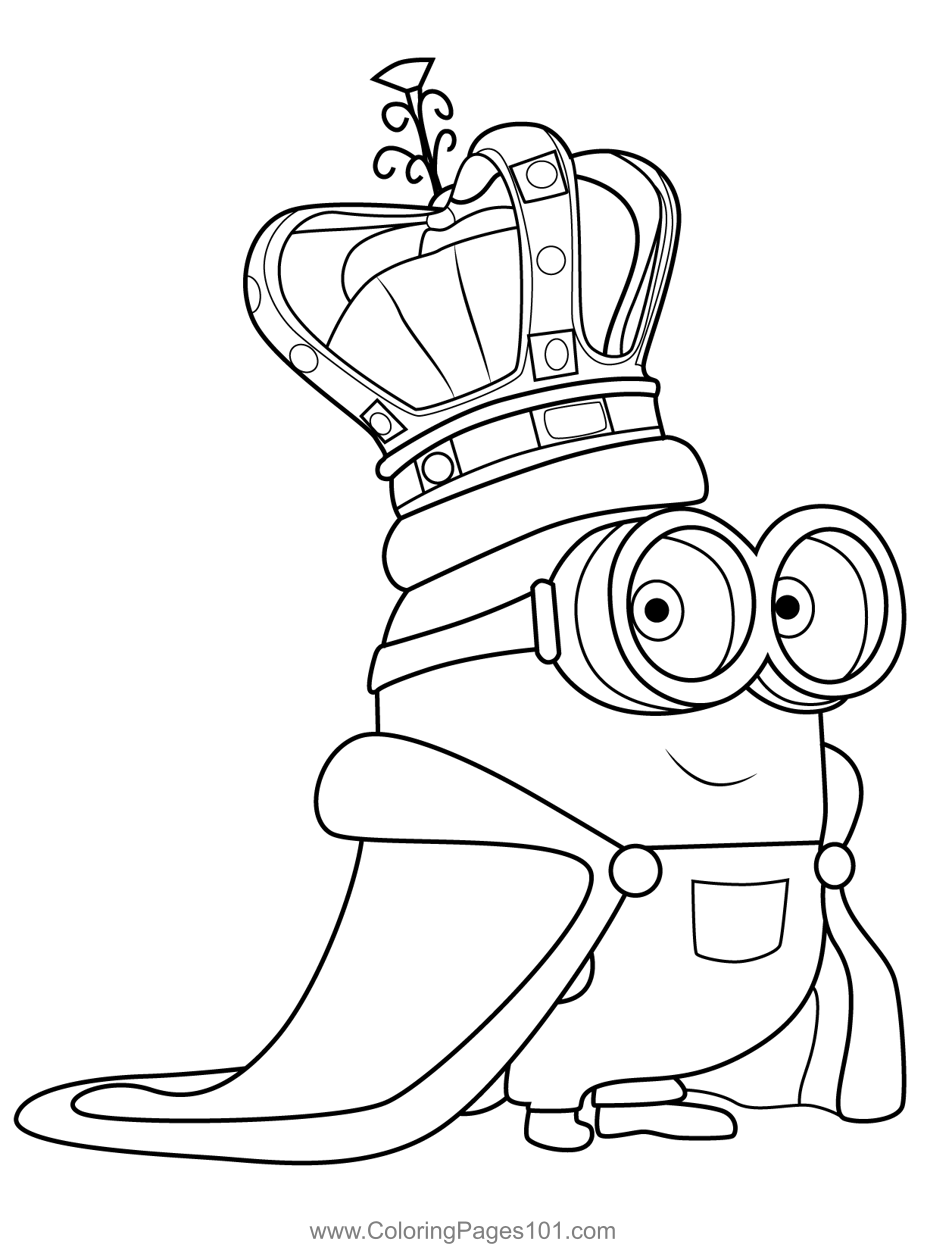King Bob Minions Coloring Page For Kids Free Minions Printable 